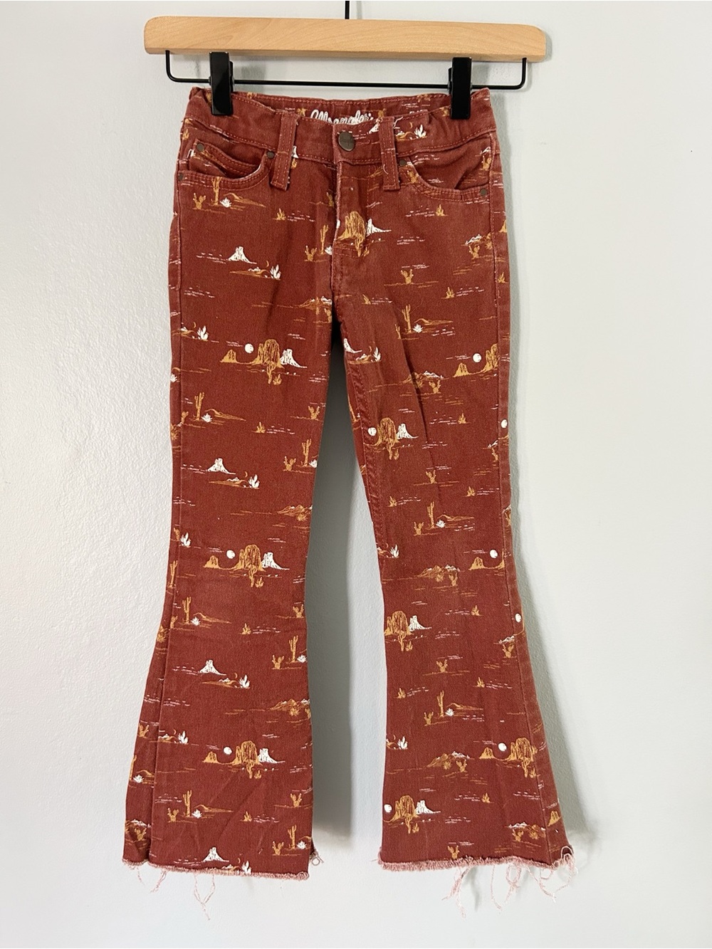 Wrangler • Rust brown western cowboy Print Flared Jeans 7